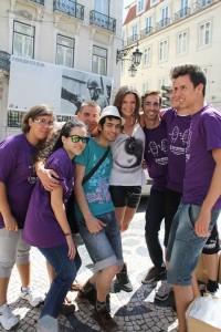 LGBTI communities and allies come together to give free hugs for IDAHOT 2014 in Lisbon. 